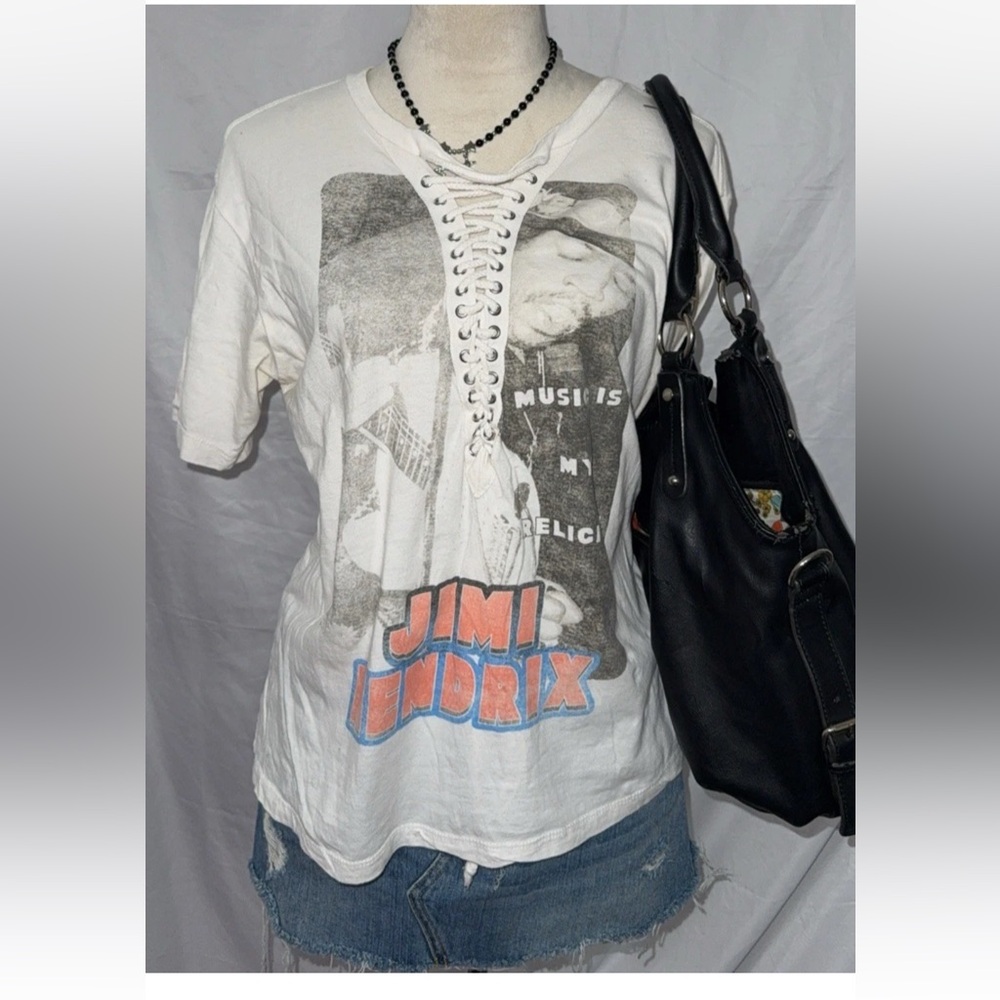 Jimi Hendrix Graphic Lace-Up White Tee